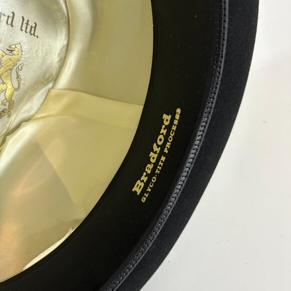 Vintage Bradford Ltd Black Wool Felt Fedora 7-1/8 - Picture 10 of 10